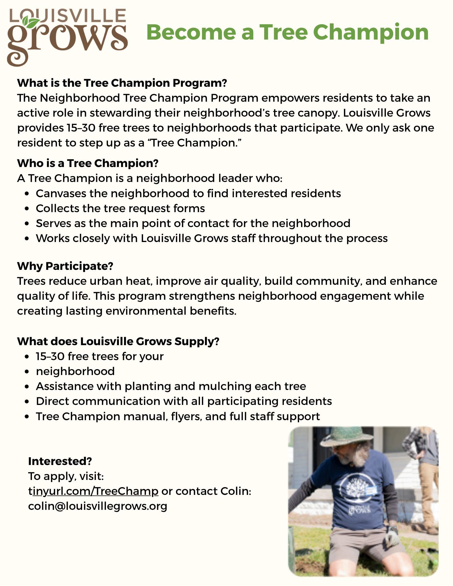 Louisville Grows - Become a Tree Champion